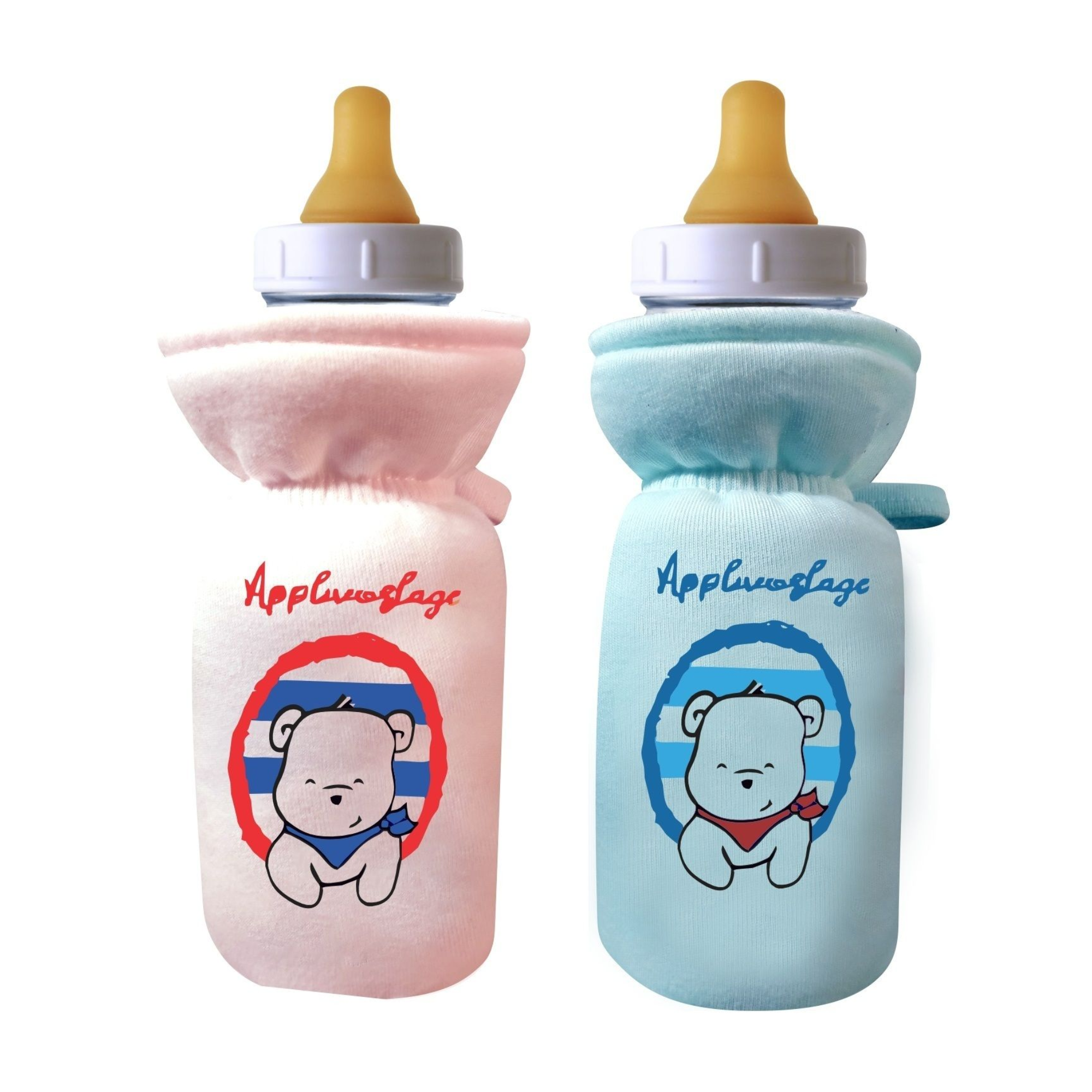 Stretchable Baby Feeding Bottle Cover Pink-Blue 